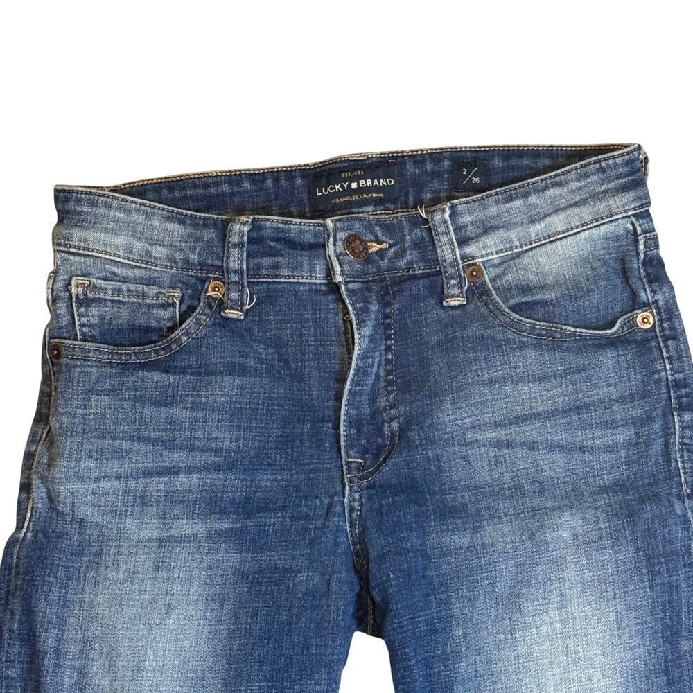 Lucky Brand Ava Crop Distressed Denim Skinny Mid-Rise Jeans Women's Sz 2/26 - Picture 2 of 12